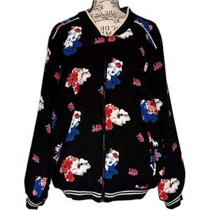Vince Camuto Size 2X Floral Print Bomber Jacket Coat